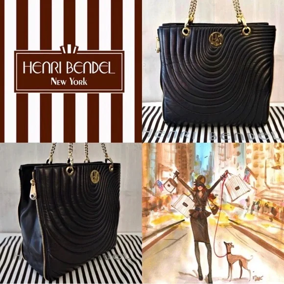 Lambskin Quilted Leather Rare No 7 New York Dog Walk Zip Chain Shoulder Bag - Picture 5 of 6